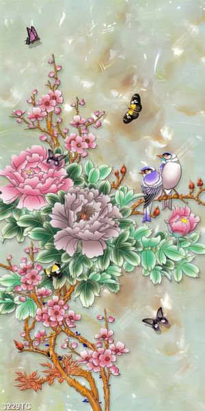 Tranh hoa mẫu đơn nền giả ngọc đẹp