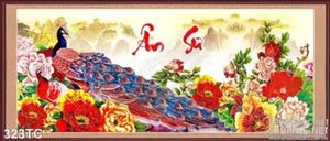Tranh chim công ân sư và hoa mẫu đơn in uv ód