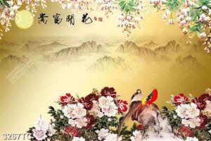 Tranh chim công và hoa tử đằng