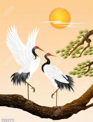 Tranh đôi chim Hạc và cây Tùng