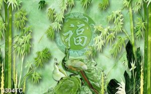 Tranh giả ngọc cây tre và đôi chim công