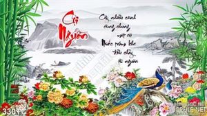 Tranh chim công 3d wall cội nguồn giả ngọc
