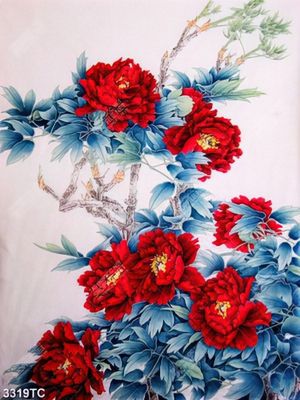 Tranh sơn dầu hoa mẫu đơn