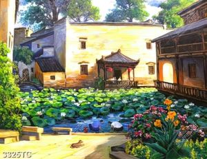 Tranh sơn dầu ao sen