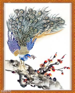 Tranh vẽ màu chim công