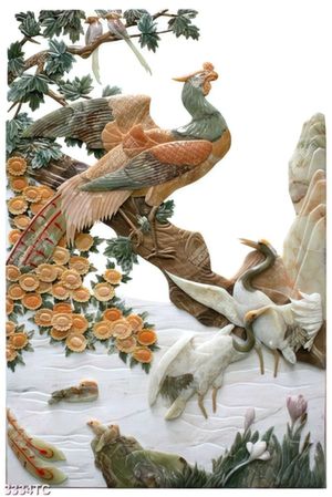 Tranh đá khắc chim chim và Hạc