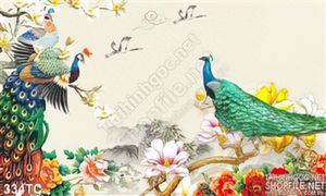 Tranh chim công đối đầu ấn tượng psd