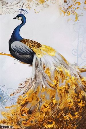 Tranh chim công vàng in canvas đẹp