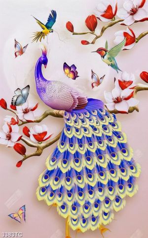 Tranh chim công và hoa mộc lan