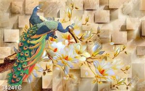 Tranh hoa mẫu đơn và đôi chim công
