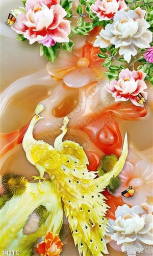 Tranh chim công 3d màu vàng đẹp in uv