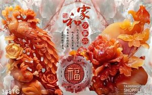 Tranh chim công giả ngọc màu đỏ đẹp psd