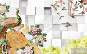 Tranh chim công 3d wall giả ngọc