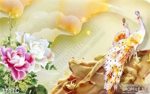 Tranh chim công wall giả ngọc 3d psd