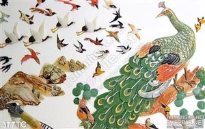 Tranh chim công giả ngọc và muôn loài chim nhỏ in uv