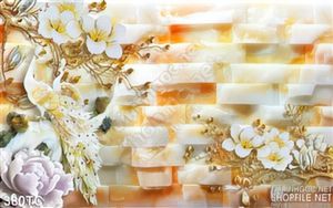 Tranh chim công giả ngọc psd 3d wall