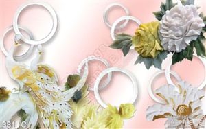 Tranh chim công 3d hoa mẫu đơn