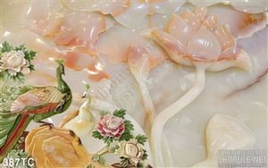 Tranh chim công hoa sen và giả ngọc in uv