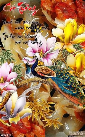Tranh chim công cát tường giả ngọc