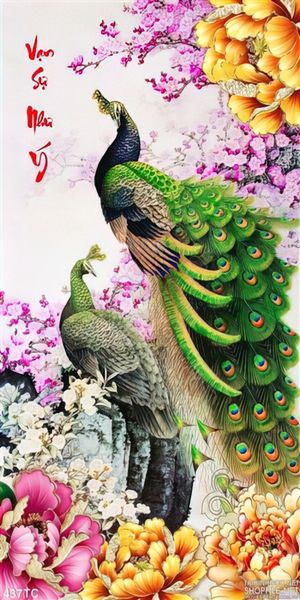 Tranh chim công vạn sự như ý
