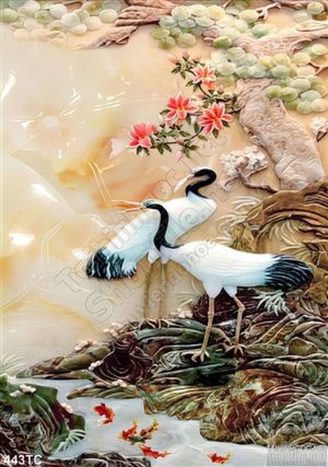 Tranh chim hạc bên dòng suối 3d giả ngọc