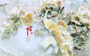 Tranh chim công 3d giả ngọc trắng đẹp