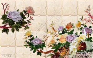 Tranh chim công hoa mẫu đơn in uv psd