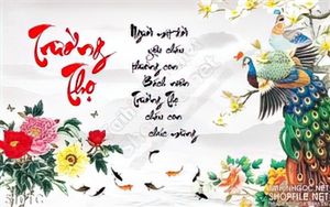 Tranh chim công trường thọ xòe đuôi