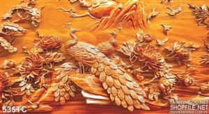 Tranh chim công phù điều khắc gỗ