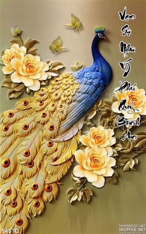 Tranh chim công phù điêu vạn sự như ý