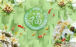 Tranh chim công 3d giả ngọc in uv cá chép koi
