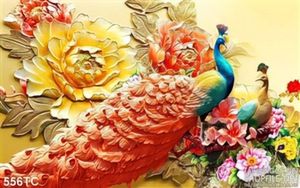 Tranh chim công với bộ lông rực rỡ đẹp 3d