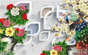 Tranh chim công 3d khoe sắc đẹp