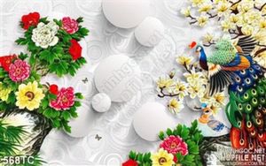 Tranh chim công và những hòn đá màu trắng