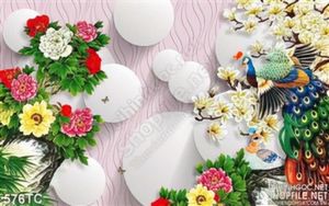 Tranh chim công chơi đùa trên cành cây