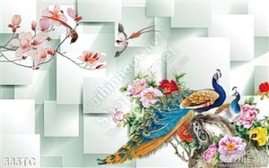 Tranh chim công và hình tròn nhỏ in uv