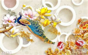 Tranh chim công hình tròn 3d đẹp