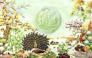Tranh chim công 3d xòe đuôi giả ngọc