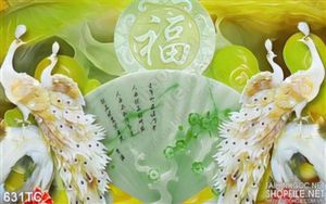 Tranh chim công giả ngọc và cái quạt