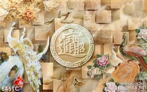 Tranh chim công 3d mẫu đơn đẹp ấn tượng