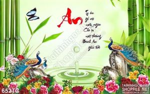 Tranh chim công chữ an và giọt nước