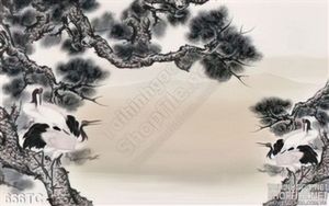 Tranh chim hạc màu trắng đen