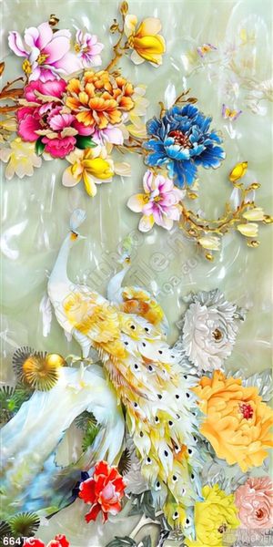Tranh chim công 3d giả ngọc ấn tượng