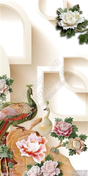 Tranh chim công 3d giả ngọc độc đáo