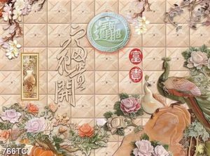 Tranh giả ngọc chim công và hoa mẫu đơn chất lượng cao