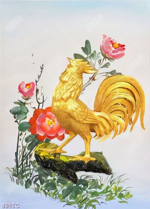 Tranh gà trống vàng