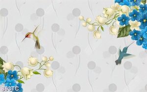 Tranh hoa và chim dán tường đẹp