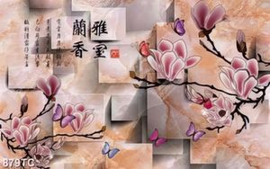 Tranh 3D thư pháp hoa mộc lan