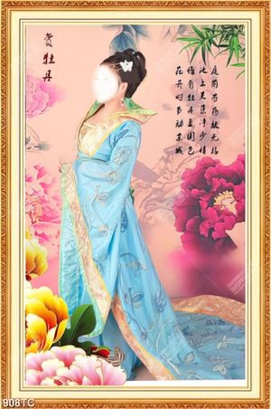 Tranh thiếu nữ và hoa mẫu đơn