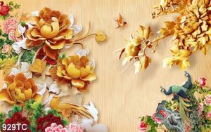 Tranh hoa mẫu đơn và chim công